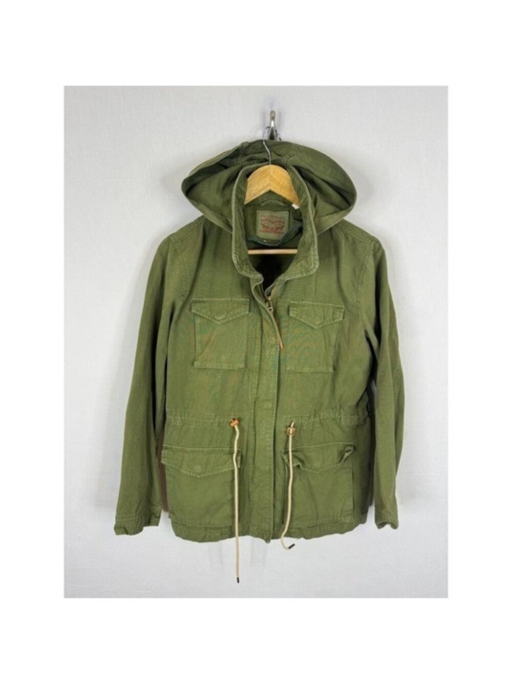 Levis Womens S Olive Green Cotton Utility Field Jacket Stowaway Hood